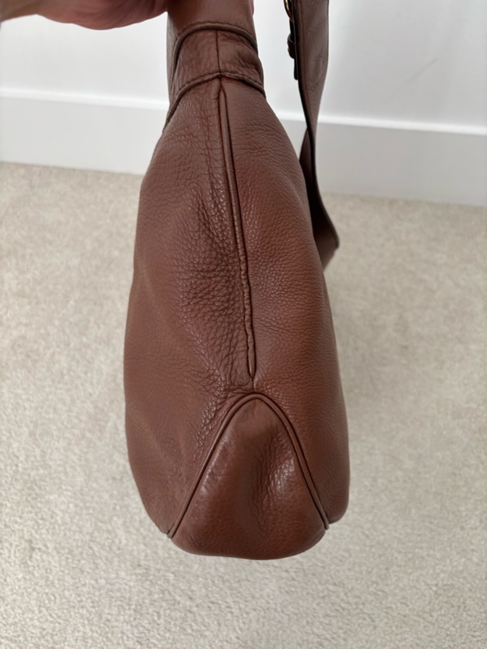 Gucci GG Marmont-Style Brown Pebbled Leather Shoulder Bag Gold Hardware - Picture 10 of 11